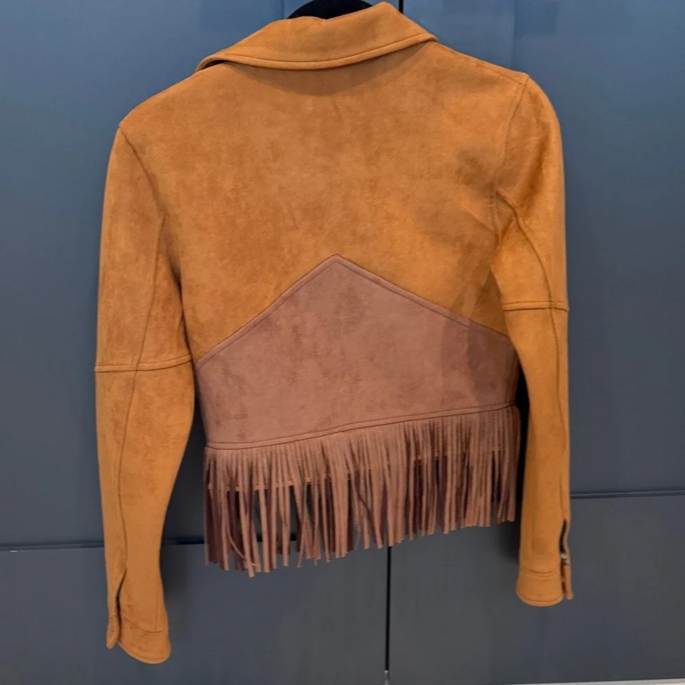 MOTHER Brown Leather Fringe Jacket - Picture 6 of 7